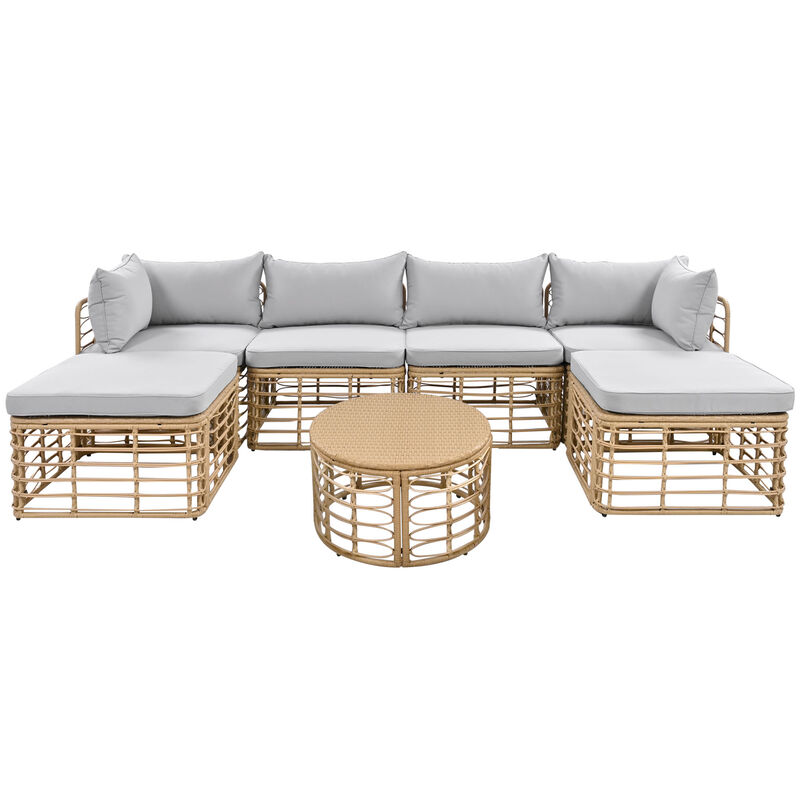 Merax 7 Pieces Outdoor Patio Furniture Sofa Set with Table