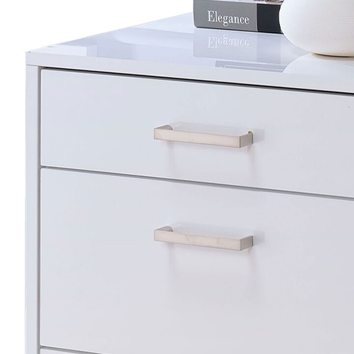 Modish File Cabinet, White-Benzara