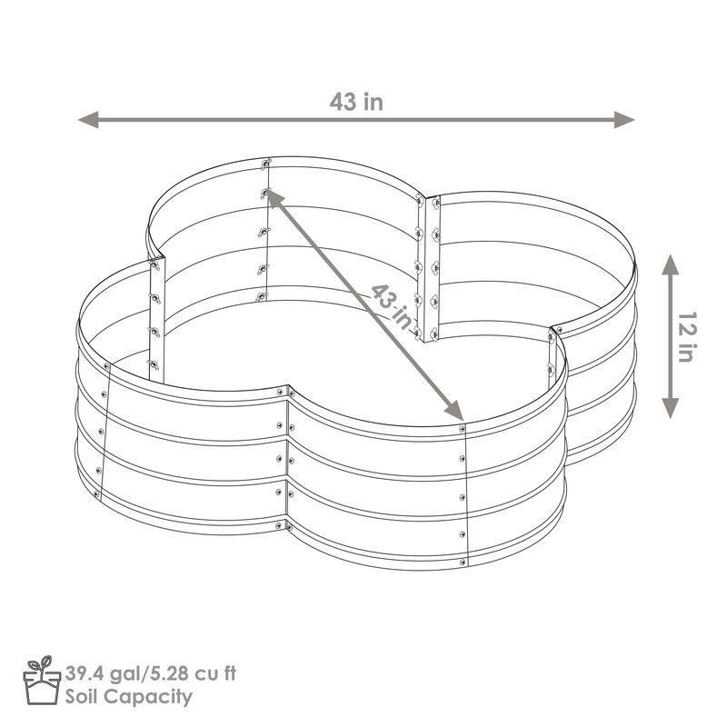 4-Leaf Clover-Shaped Galvanized Steel Raised Garden Bed