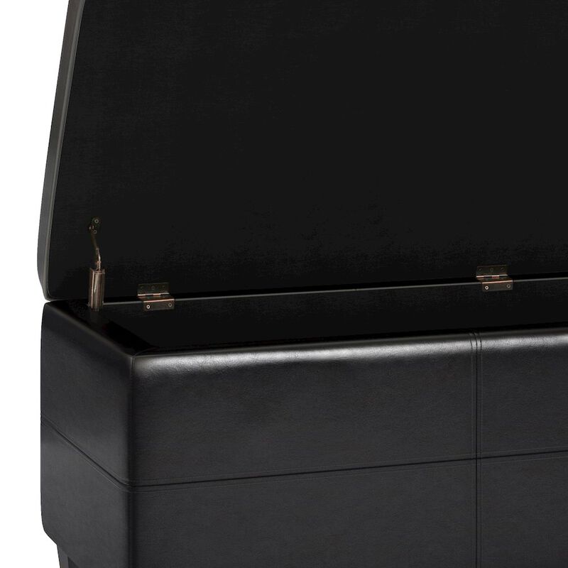 Simpli Home Afton Solid Hardwood Storage Ottoman Bench In Midnight Black