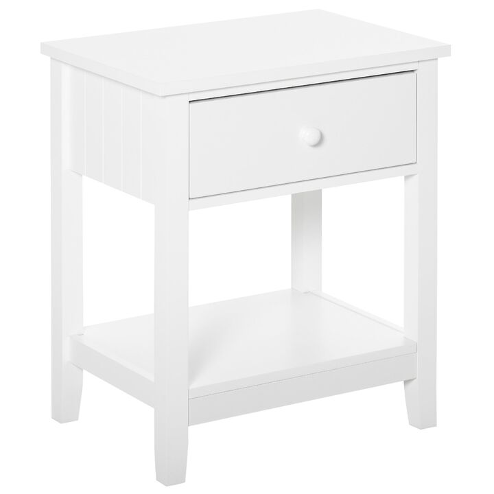 White Bedroom Helper: Modern Bedside Table with Drawer and Shelf