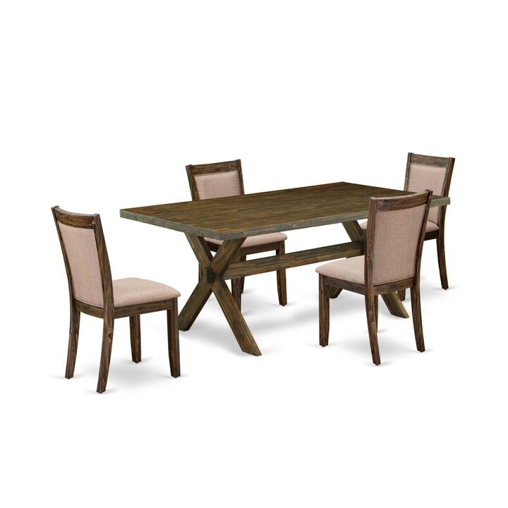 East West Furniture X777MZ716-5 5Pc Dining Set - Rectangular Table and 4 Parson Chairs - Multi-Color Color East West Furniture X777MZ716-5 5Pc Dining Set - Rectangular Table and 4 Parson Chairs - Multi-Color Color