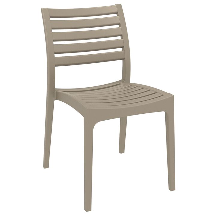 33" Silver Stackable Outdoor Patio Dining Chair