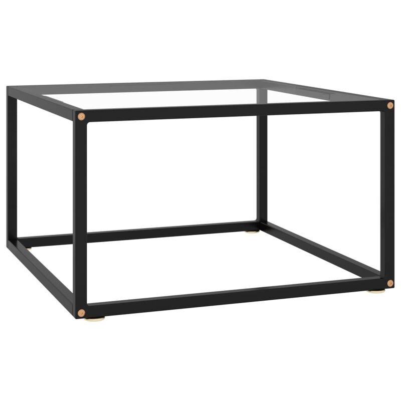 vidaXL Modern Coffee Table with Tempered Glass & Powder-Coated Steel, Compact Design for Efficient Space Usage, 23.6"x23.6"x13.8", Black