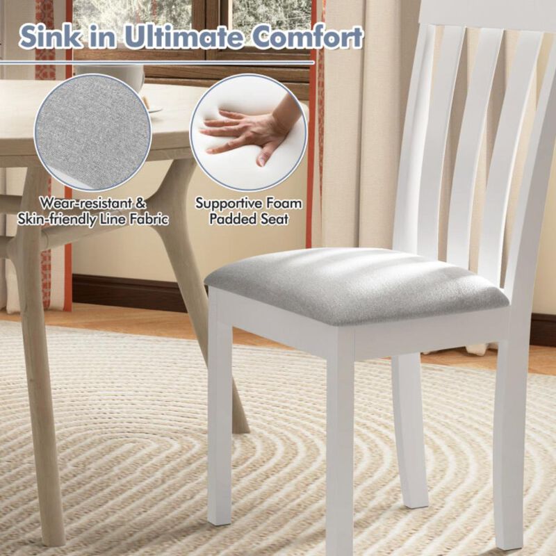 Hivvago Dining Chair Set of 2 Upholstered Wooden Kitchen Chairs with Padded Seat and Rubber Wood Frame
