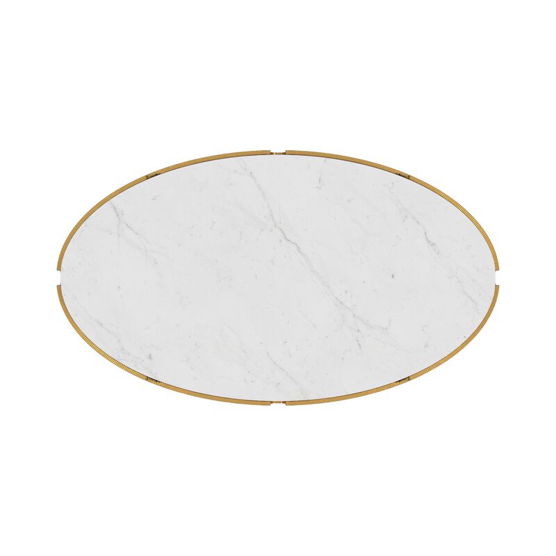 Iron and Stone Oval Coffee Table