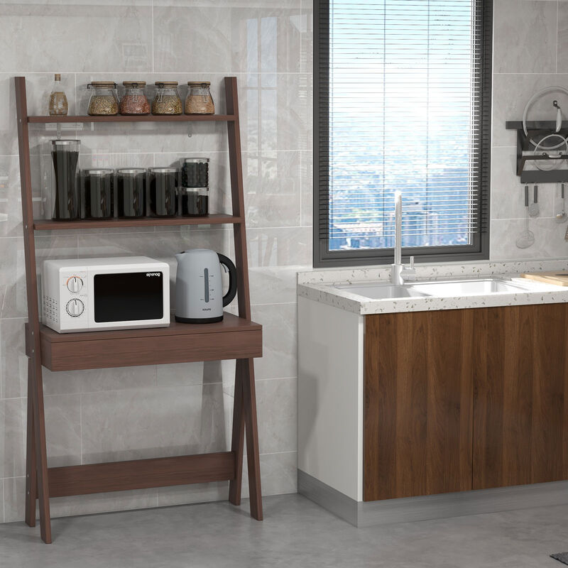 Ladder Shelf Desk Bookcase with Countertop Drawer and 2 Shelves for Home Office Storage and Organization