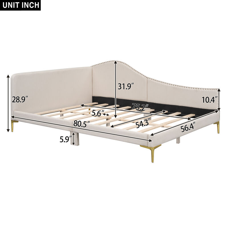 Merax Upholstered Daybed with Headboard and Armrest