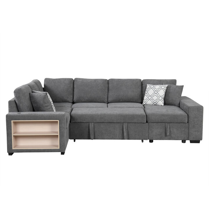 Merax U-shaped Sectional Sofa Pull-out Sofa Bed