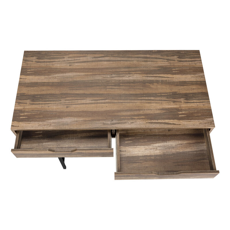 Monarch Specialties I 7557 Computer Desk, Home Office, Laptop, Storage Drawers, 48"L, Work, Metal, Laminate, Brown, Black, Contemporary, Modern