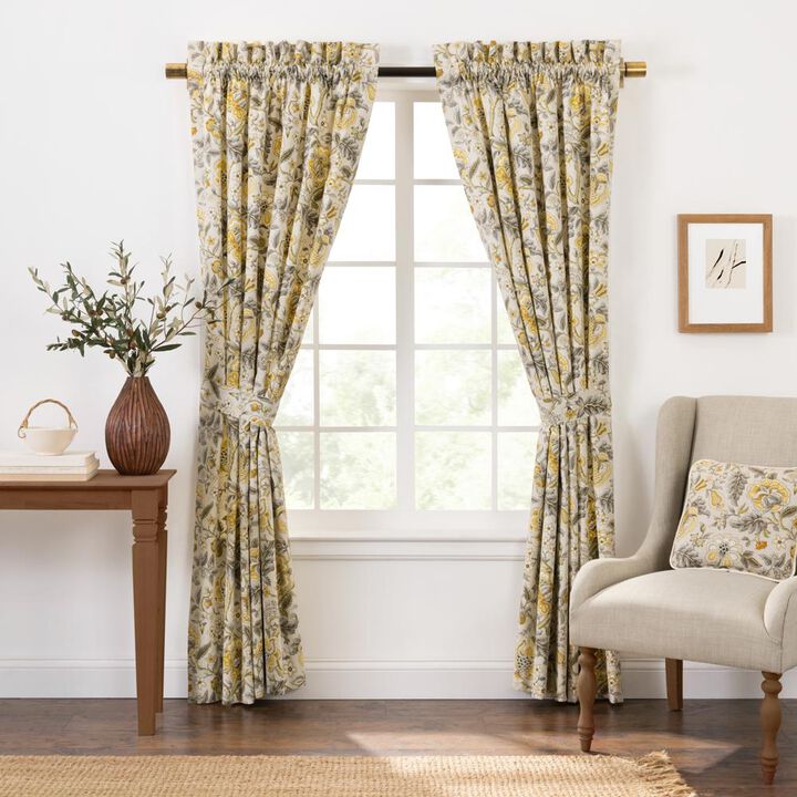 Ellis Curtain Regency 3" Rod Pocket Curtain Panel Pair with Tiebacks 96" x 84" Grey