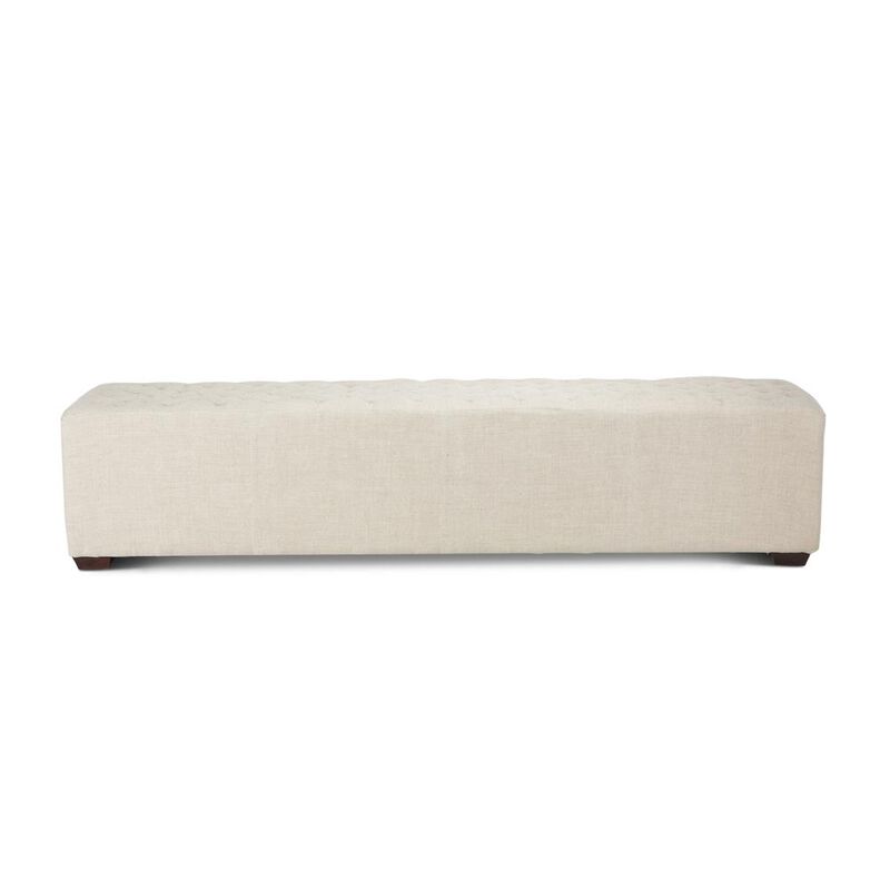 Belen Kox Diamond Tufted Beige Linen Bench, Belen Kox