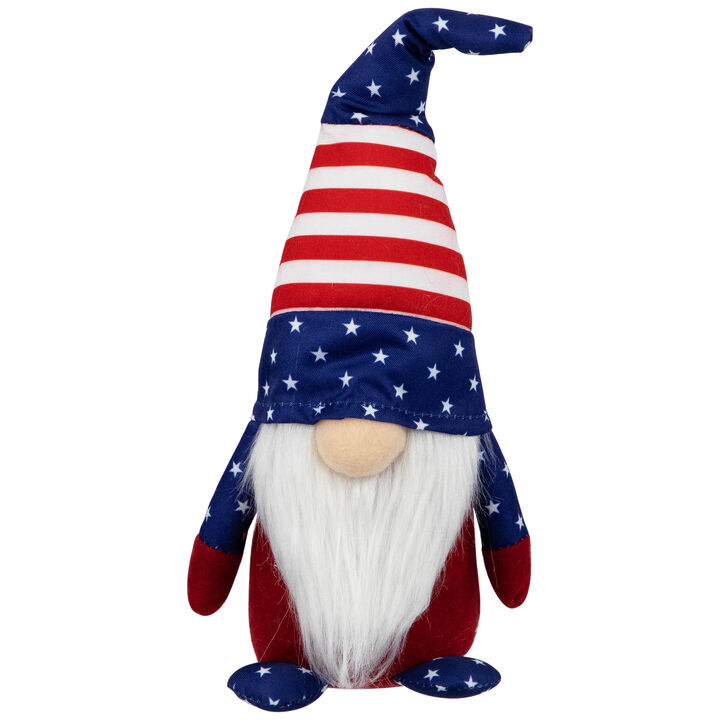 Patriotic Gnome with Stars and Stripes - 9.5" - Red and Blue