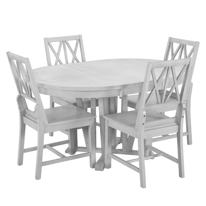 Rustic 5-Piece Extendable Dining Table Set
