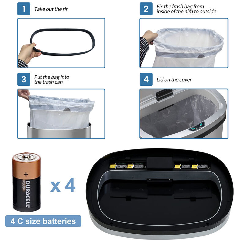13 Gallon Stainless Steel Oval Trash Can