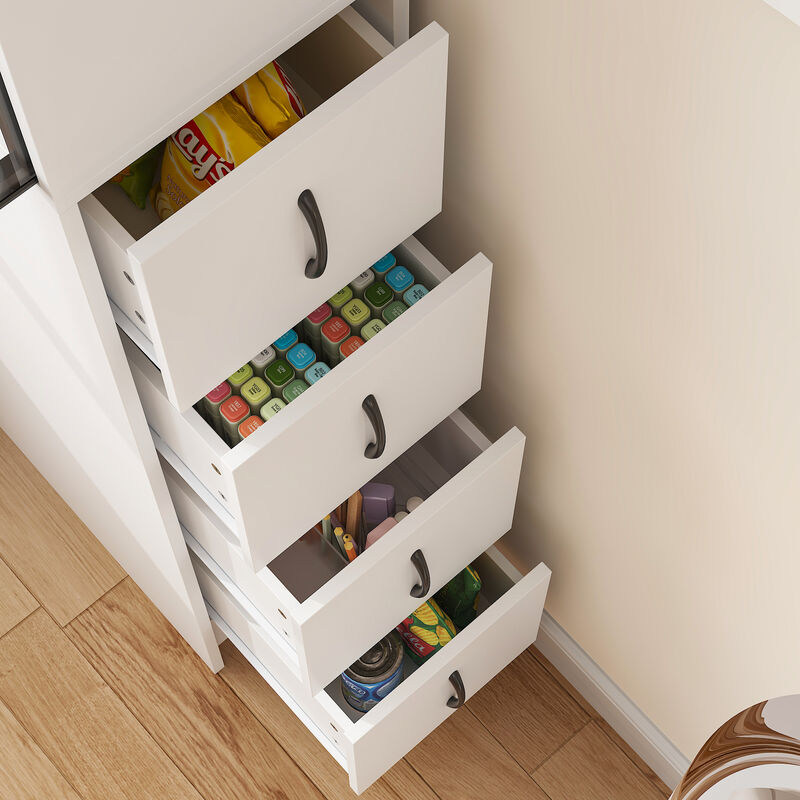 FUFU&GAGA Slim Bookshelf with Glass Doors & LED Lights, Modern Narrow Bookcase with Adjustable Storage for Living Room, Study & Home Office (24.3" W x 86.6" H x 11.8" D),White