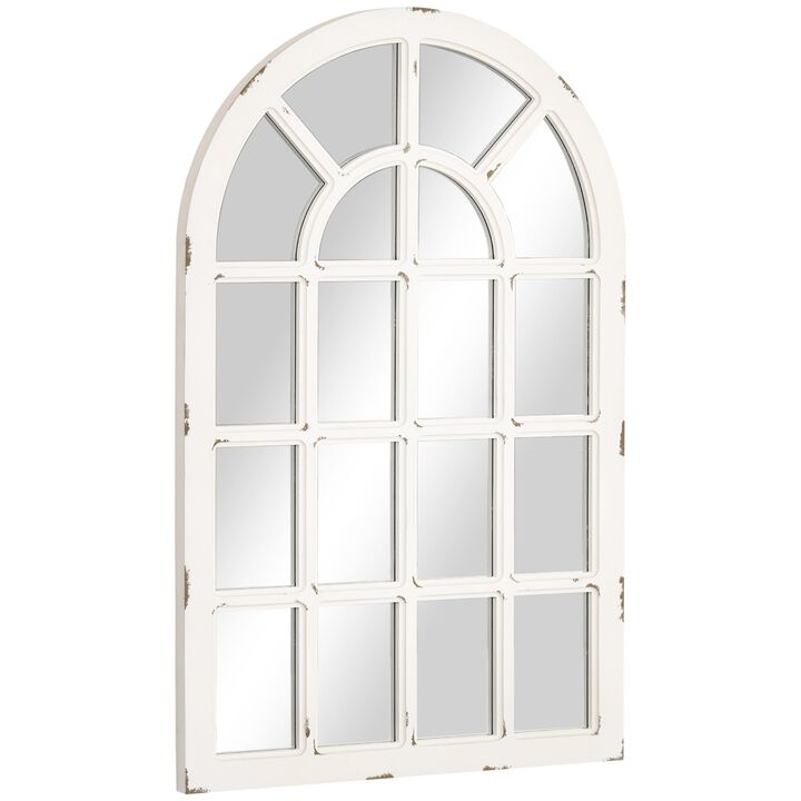 Rustic White Decor: 43x27.5" Arch Window Design Wall Mirror