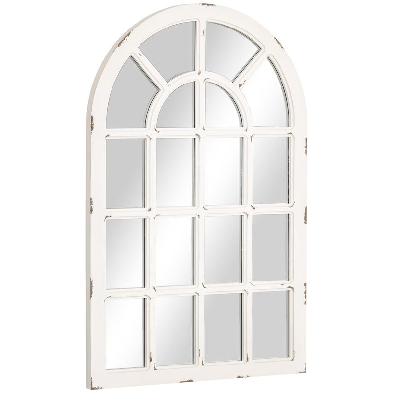 Rustic White Decor: 43x27.5" Arch Window Design Wall Mirror