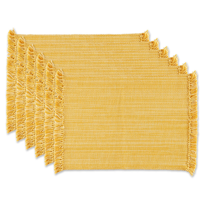 Set of 6 Variegated Apricot Yellow Fringe Placemat  19"