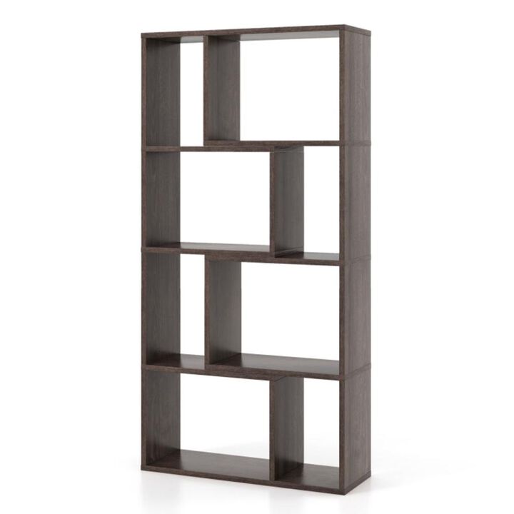 Hivvago 48 Inch 4-Tier Geometric Bookshelf with 8 Cubes for Living Room Bedroom