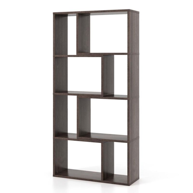Hivvago 48 Inch 4-Tier Geometric Bookshelf with 8 Cubes for Living Room Bedroom