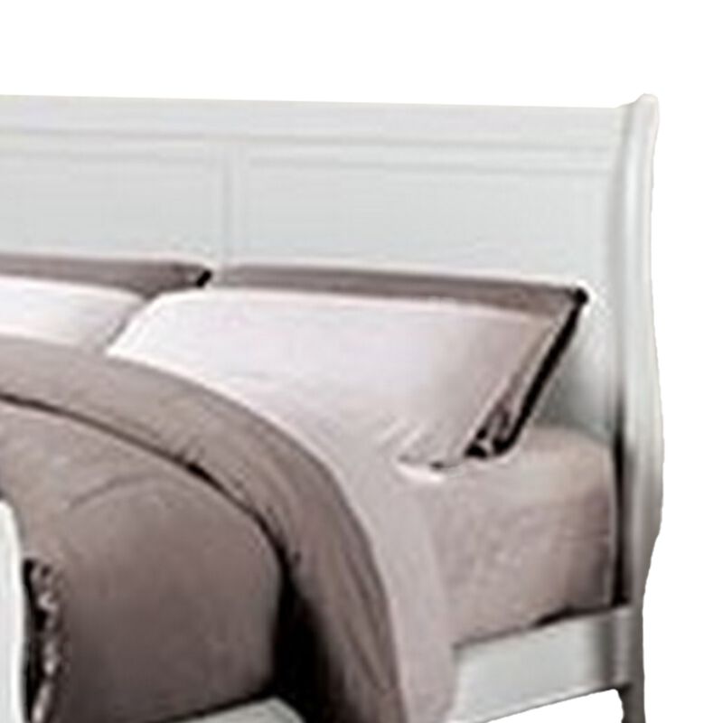 Ryla Queen Size Bed, Sleek Modern Panel Headboard Design, White Solid Wood