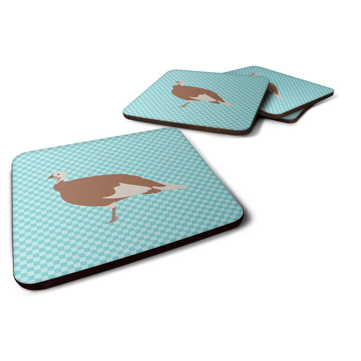 Caroline's Treasures Jersey Buff Turkey Hen Blue Check Decorative coasters, 3.5, Multicolor
