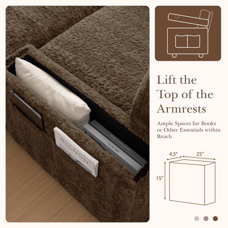 Merax Upholstered Sofa Chair with Storage Ottoman and Armrests