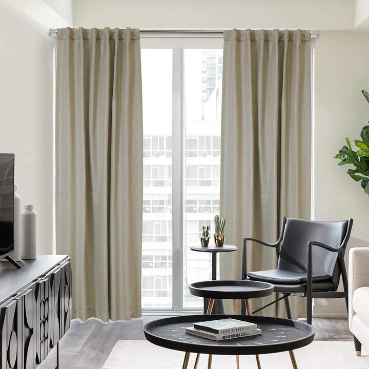 Thermalogic Galati Room Darkening Elegantly Blocking Most Light Dual Header Curtain Panel Linen