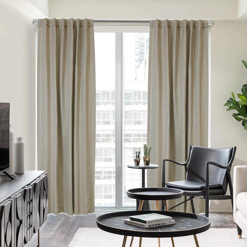 Thermalogic Galati Room Darkening Elegantly Blocking Most Light Dual Header Curtain Panel Linen