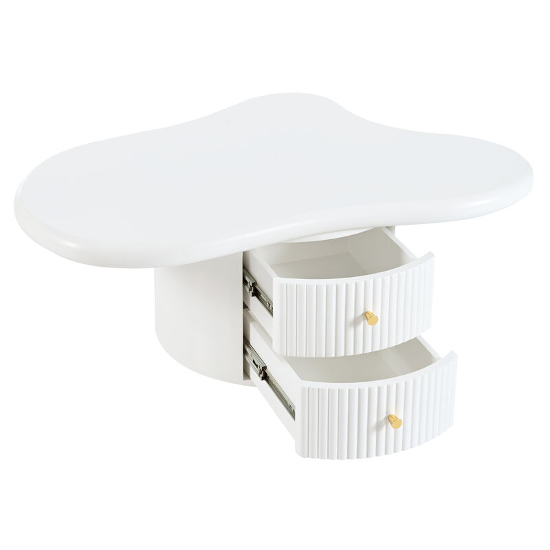 Merax Cloud Coffee Table with 2 Stools Living Room Set
