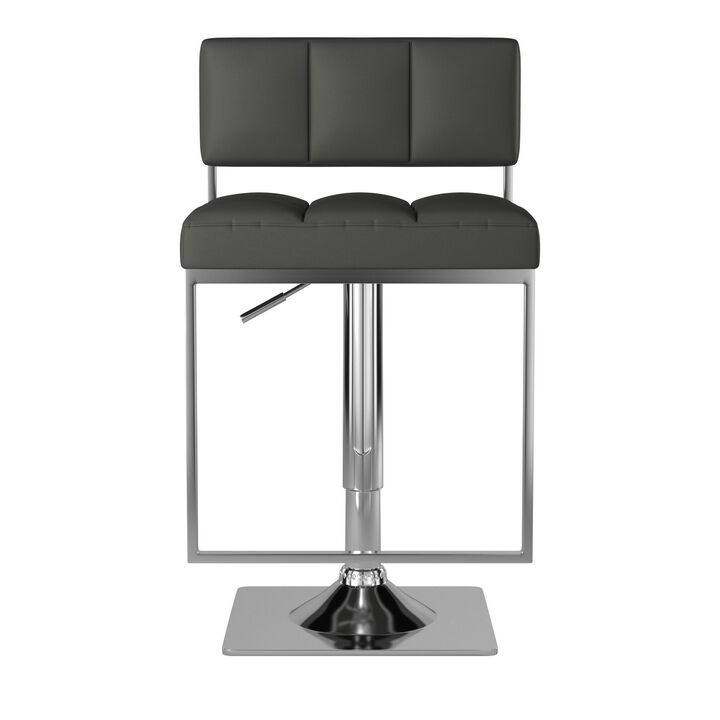 Classic Adjustable Metal Bar Stool, Gray & Silver-Benzara