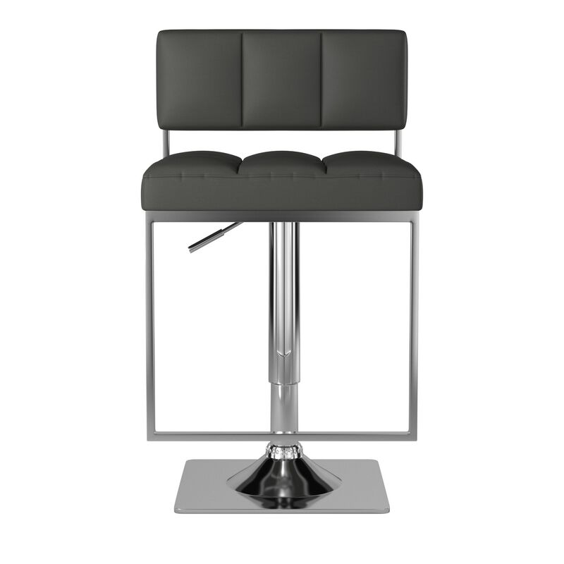 Classic Adjustable Metal Bar Stool, Gray & Silver-Benzara