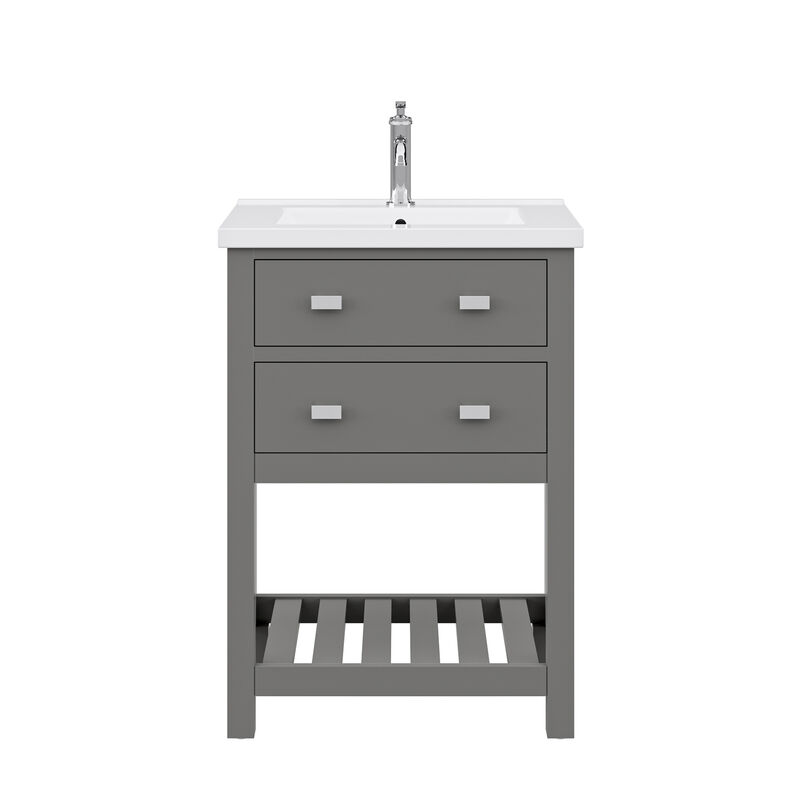 Viola 24 In. Integrated Ceramic Sink Top Vanity in Cashmere Grey