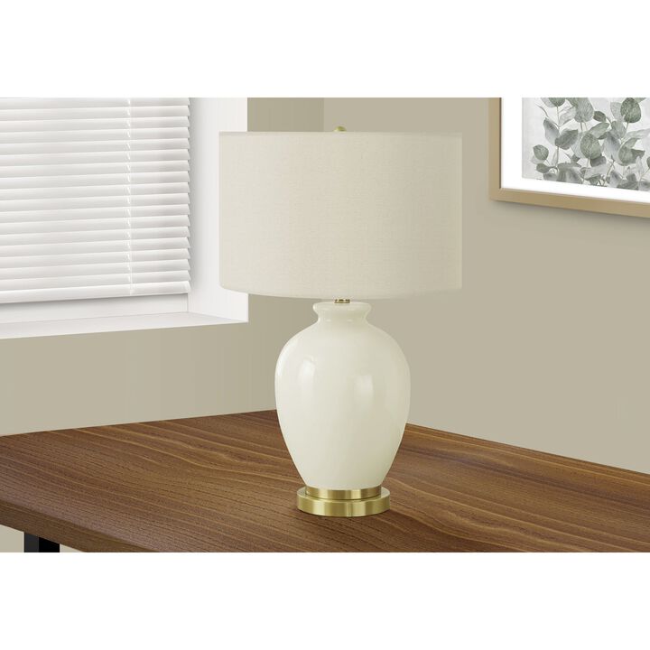 Monarch Specialties I 9625 - Lighting, 26"H, Table Lamp, Ivory / Cream Shade, Cream Ceramic, Transitional