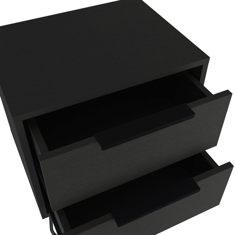 DEPOT E-SHOP Begonia 2 Nightstand, Hairpin Legs, Two Drawers, Black