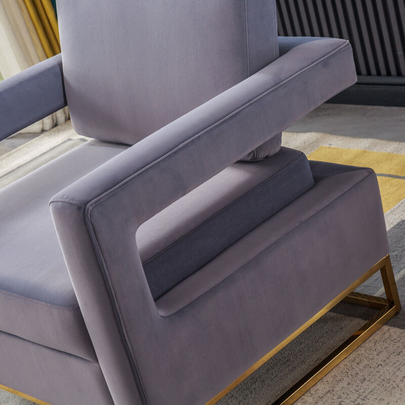Modern Velvet Accent Chair, Elegant Armchair With Stainless Steel Base
