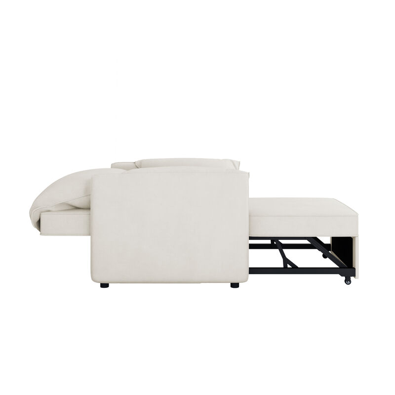 Merax Linen Armchair Convertible Pull Out Sofa Chair