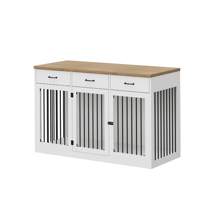 FUFU&GAGA  Elegant Dog Crate Furniture with Storage Drawers -  (55.3"W x 23.6"D x 35.4"H)