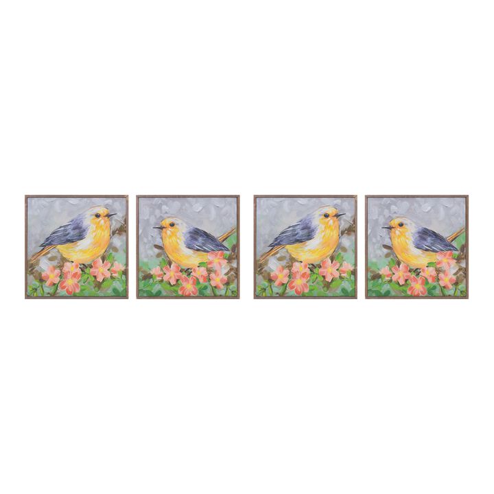 Set of 4 Bird Blocks for Charming Home Décor and Nature-Inspired Accent