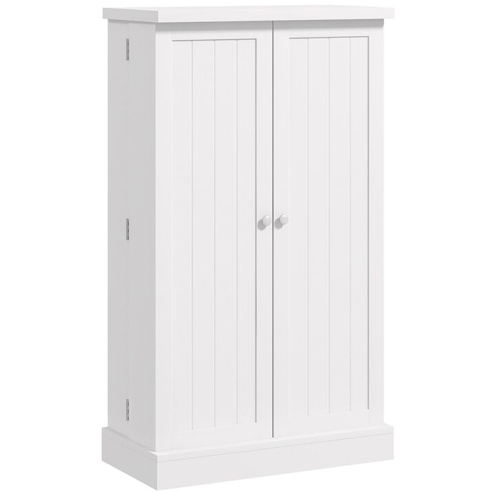 White Freestanding Kitchen Pantry: 5-Tier, 12 Spice Rack, Adjustable