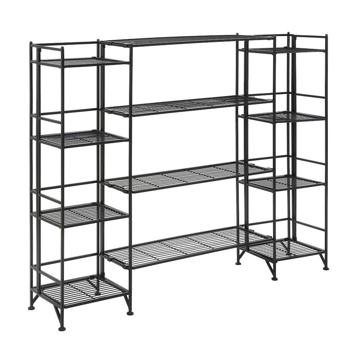 Convenience Concepts Xtra Storage 4 Tier Folding Metal Shelves with Set of 4 Deluxe Extension Shelves