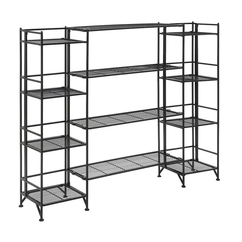 Convenience Concepts Xtra Storage 4 Tier Folding Metal Shelves with Set of 4 Deluxe Extension Shelves
