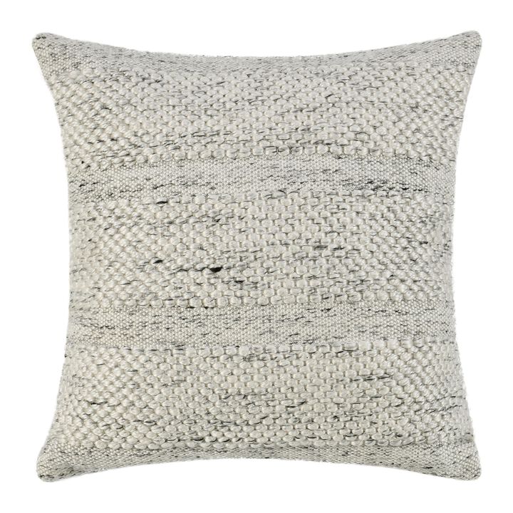 Dolu Throw Pillow, Hand Woven Texture, 24 Inch Recycled, Ivory White - Benzara