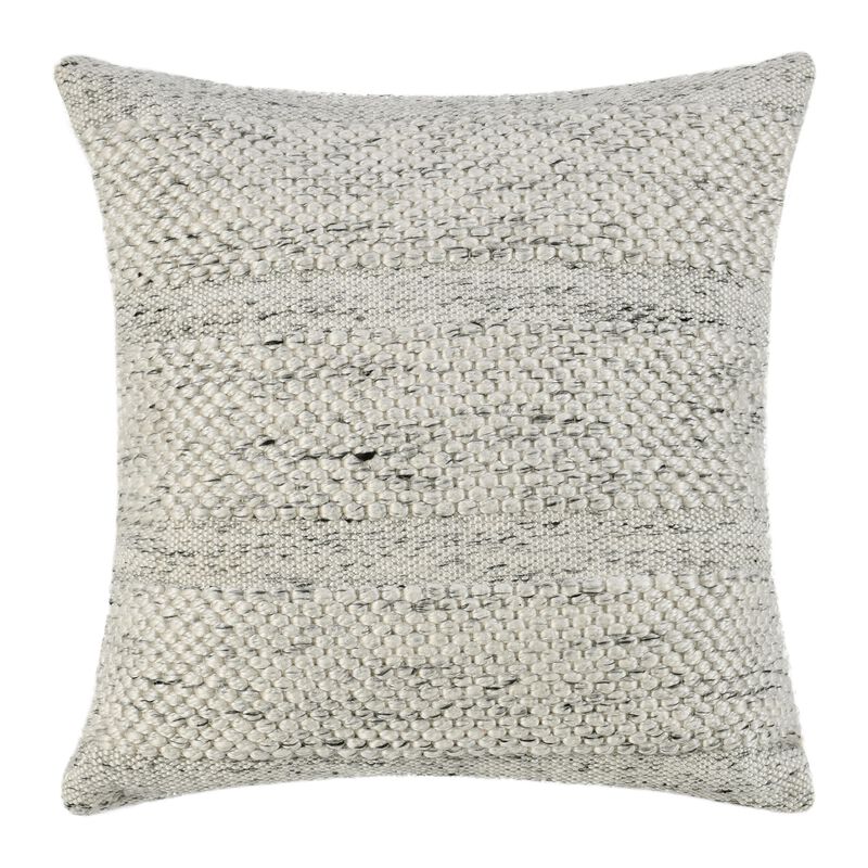 Dolu Throw Pillow, Hand Woven Texture, 24 Inch Recycled, Ivory White - Benzara