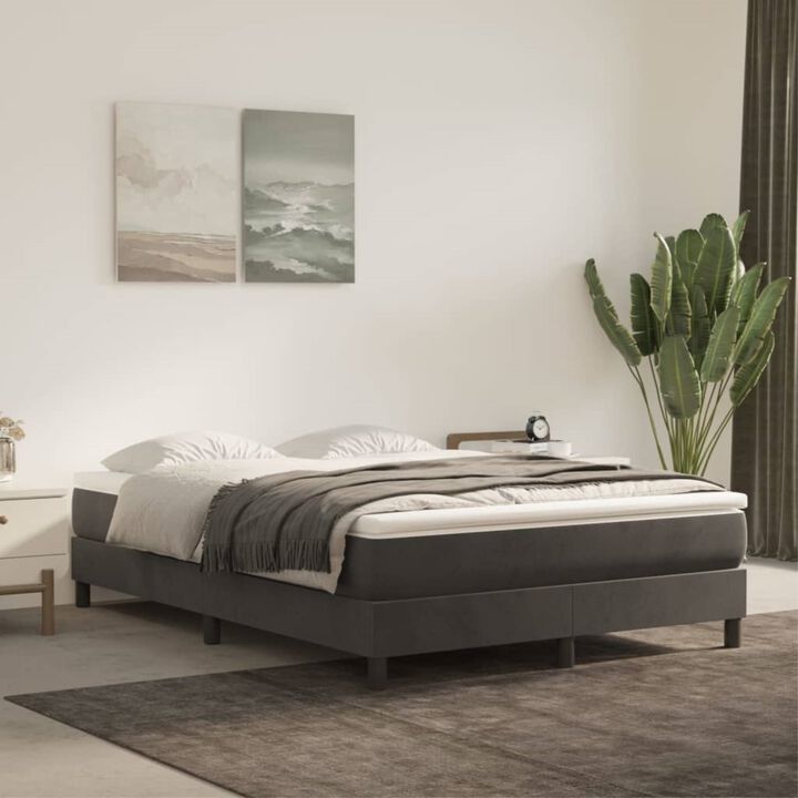 vidaXL Box Spring Queen Bed Frame | Dark Gray Velvet | Modern Design | Durable Engineered Plywood Construction | Size 59.8"x79.9"