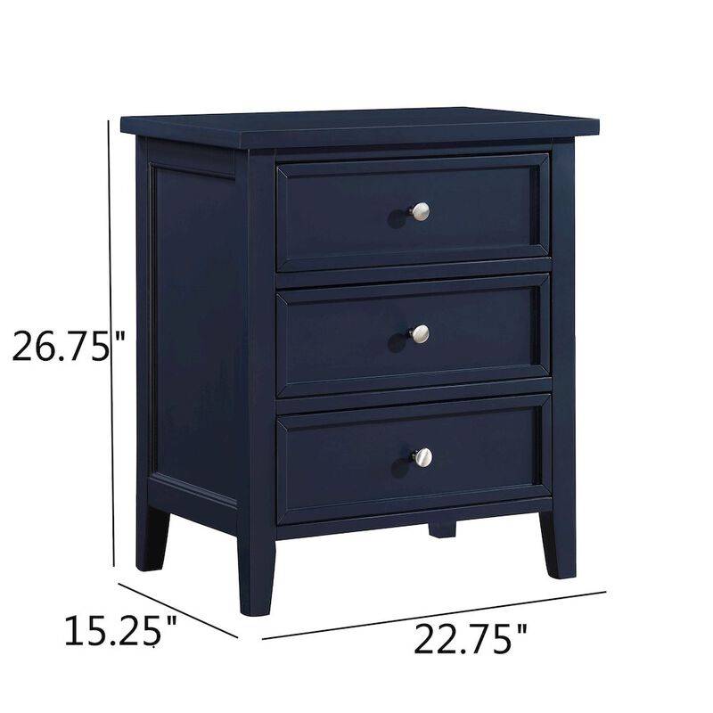 Lennon 3-drawer Nightstand - Midnight Blue