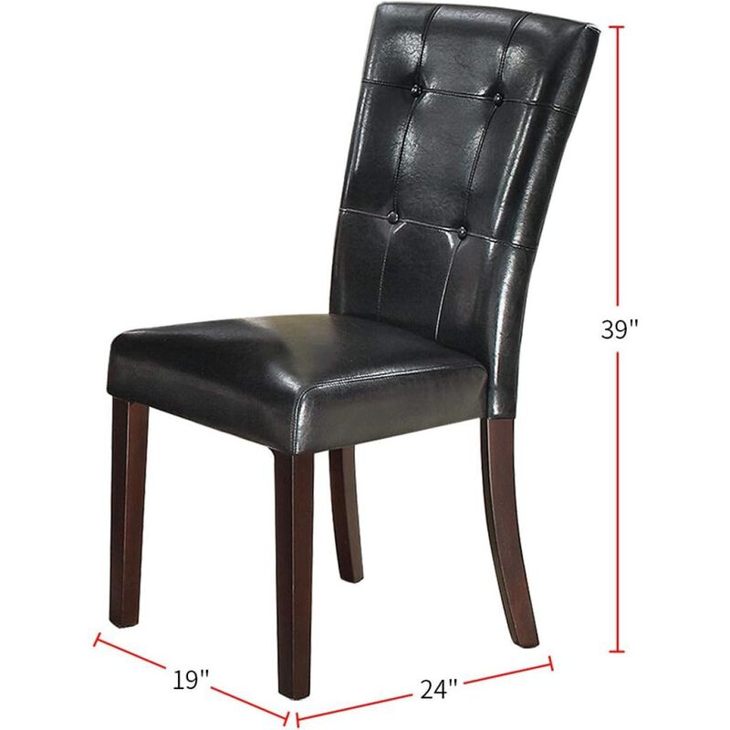 Modern Parson Chairs Black Faux Leather Tufted Set Of 2 Side Chairs Dining Seatings