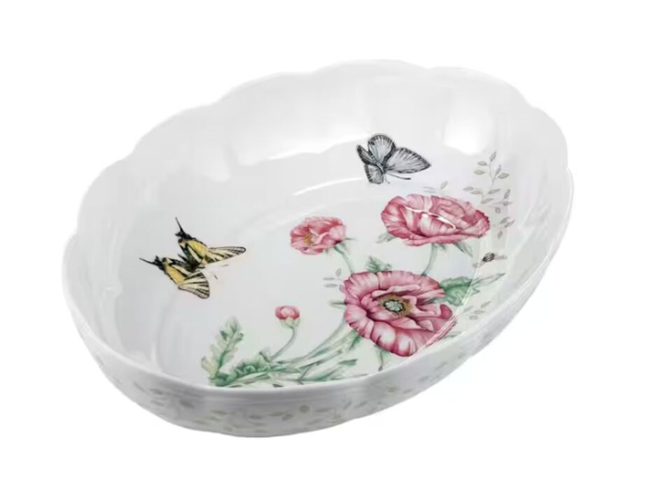Lenox Butterfly Meadow Scalloped Oval Baker