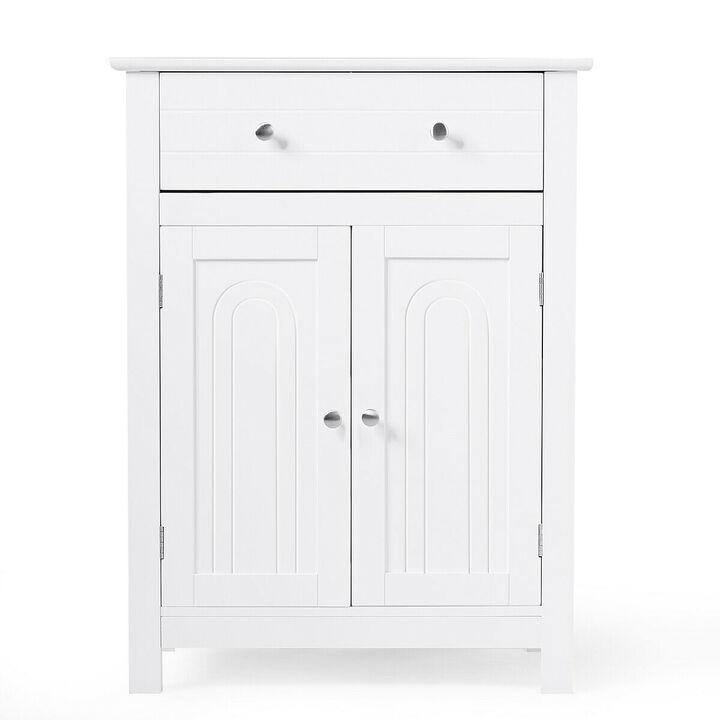Costway Bathroom Storage Cabinet Free Standing Large Drawer W/Adjustable Shelf White